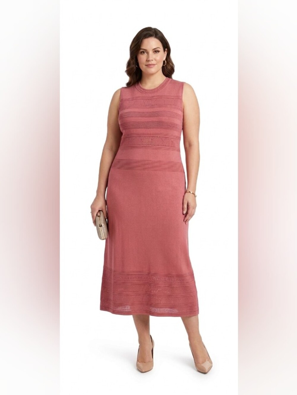 NWOT Medium Sleeveless Knit Midi Dress Dusty Rose
